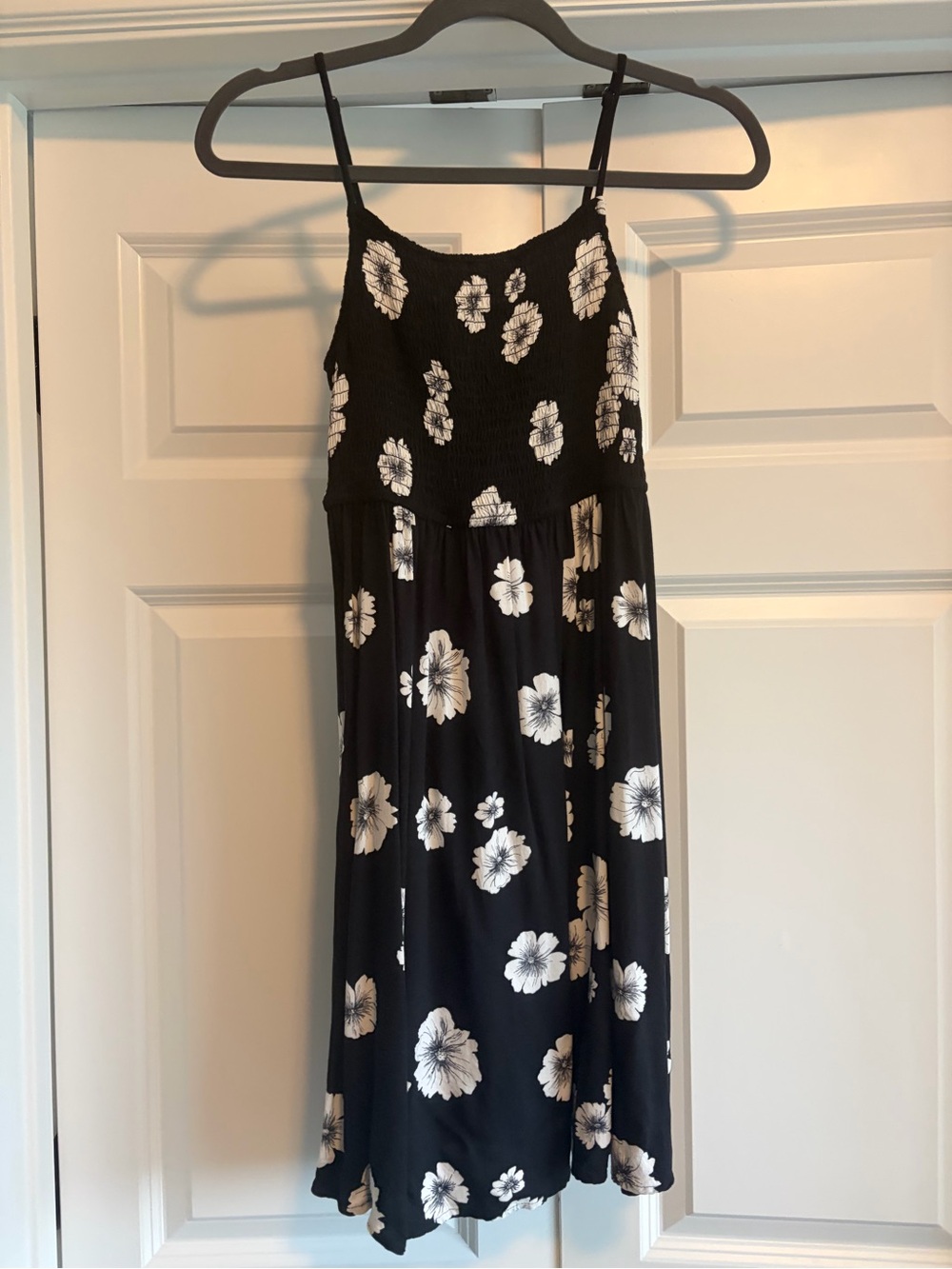 SO Black Midi Dress with White Floral Print